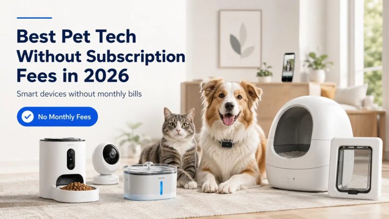 A hand adjusts the settings on a subscription free automatic dog feeder interface.