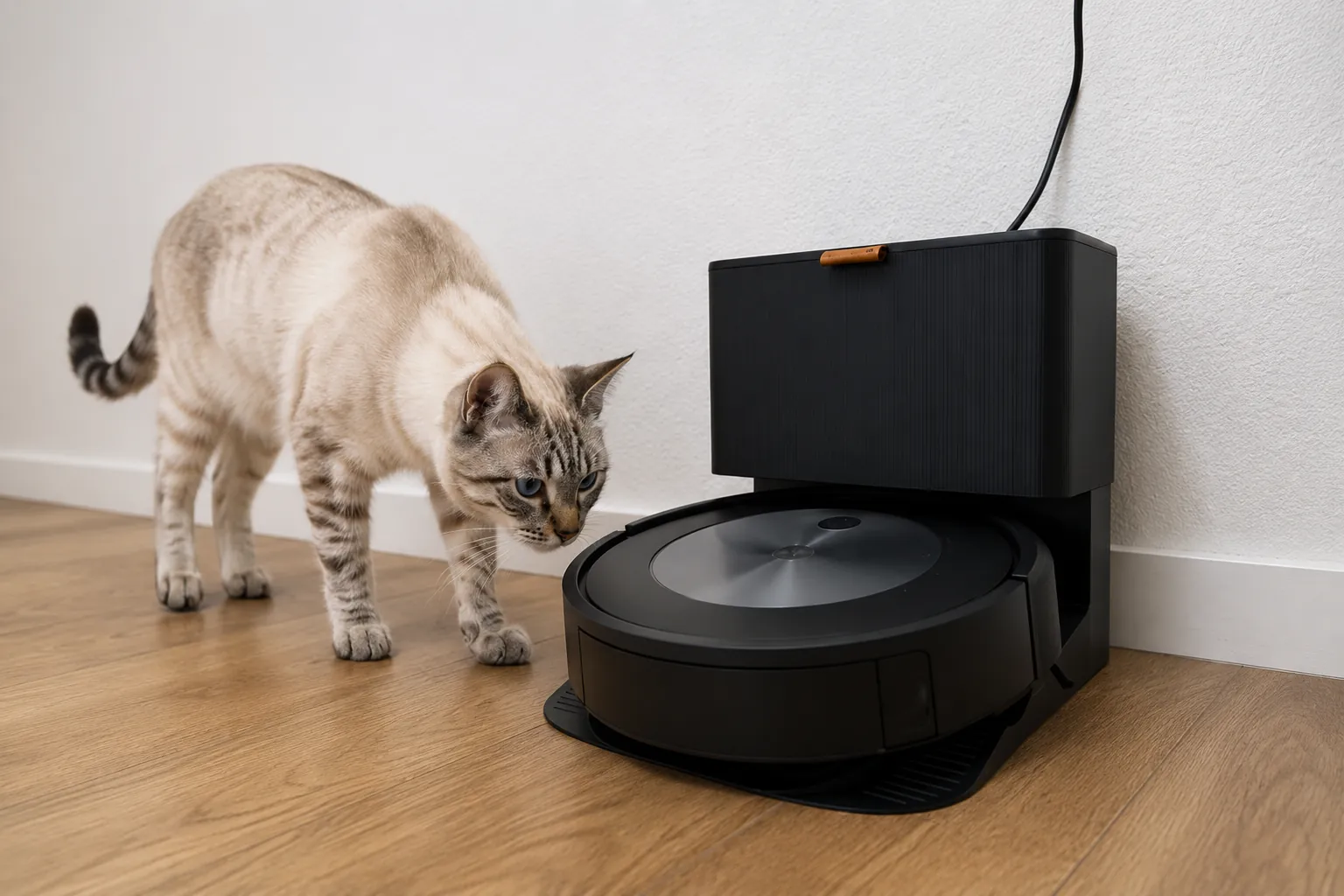 A person cleaning the sensor of a robot vacuum to ensure proper navigation.